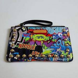 Nicole Lee Graffiti Studded Clutch